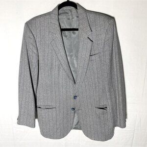Vintage Wm H Leishmans Light Grey Herringbone Lambswool Silk Blend Blazer 40R